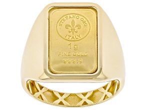 24k Yellow 1g Ingot Specchio with 14k Yellow Gold Bold Ring