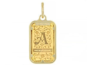 24k Yellow Gold 1g Blossom Initial Ingot Pendant with 14k Gold Frame