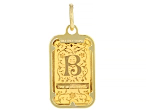 24k Yellow Gold 1g Blossom Initial Ingot Pendant with 14k Gold Frame