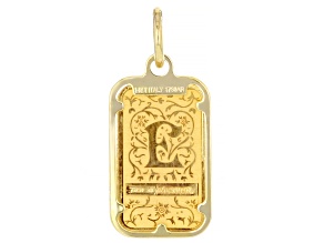 24k Yellow Gold 1g Blossom Initial Ingot Pendant with 14k Gold Frame