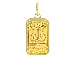 24k Yellow Gold 1g Blossom Initial Ingot Pendant with 14k Gold Frame