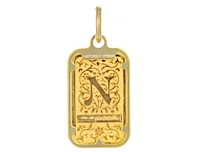 24k Yellow Gold 1g Blossom Initial Ingot Pendant with 14k Gold Frame