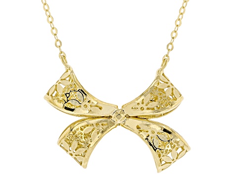 14k Yellow Gold Bow Ricami 18" Necklace