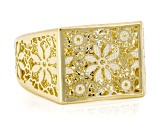 14k Yellow Gold Squared Signet Ricami Ring