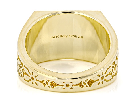14k Yellow Gold Squared Signet Ricami Ring