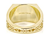 14k Yellow Gold Squared Signet Ricami Ring