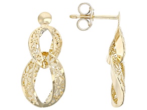 14k Yellow Gold Flower Ricami Graduated Curb Earrings