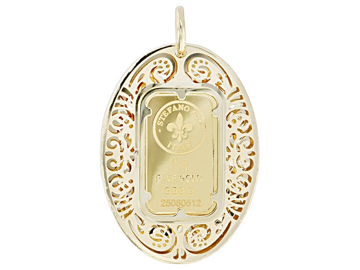 24k Gold 1g Classic Ingot with 14k Gold Renaissance Ricami Frame