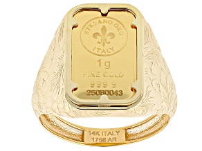 Stefano Oro 24k Gold Classic 1g Ingot with 14k Gold "Primavera Collection" Jacobean Relief Ring