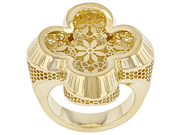 Stefano Oro 14k Yellow Gold Bouquet Ricami Clover Ring - SFO187 | JTV