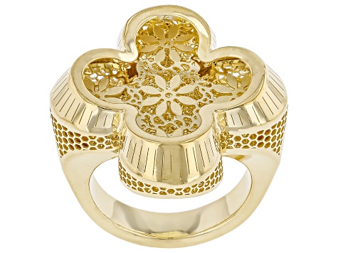 Stefano Oro 14k Yellow Gold Bouquet Ricami Clover Ring