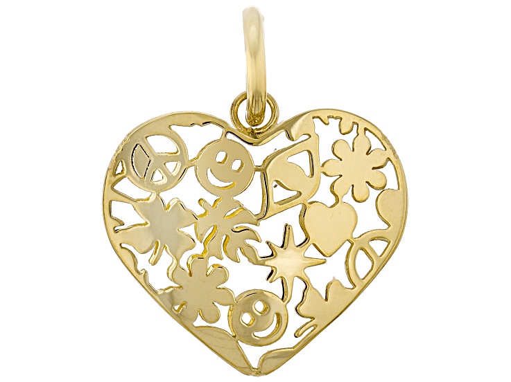 14k Yellow Gold Ricami Onde Heart Pendant