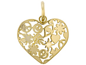 14k Yellow Gold Ricami Onde Heart Pendant