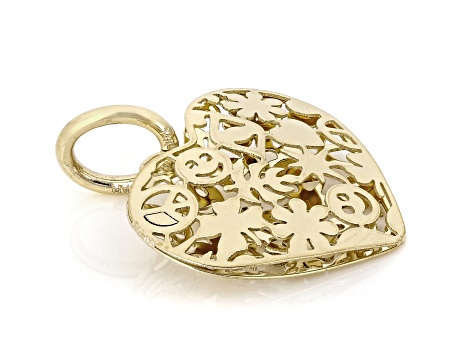 14k Yellow Gold Ricami Onde Heart Pendant