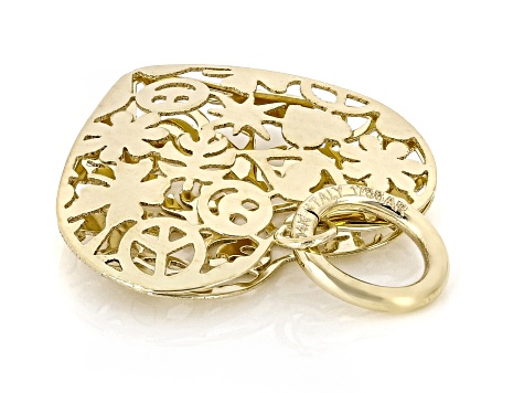 14k Yellow Gold Ricami Onde Heart Pendant