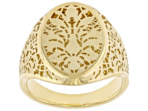 14k Yellow Gold Damascato Ricami Signet Ring