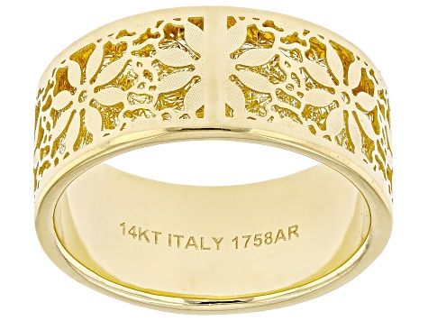 14k Yellow Gold Ricami Cigar Band Ring