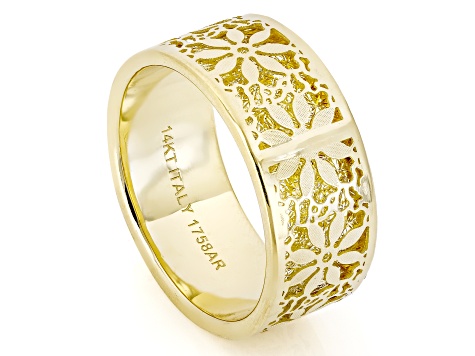 14k Yellow Gold Ricami Cigar Band Ring