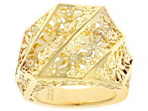 14k Yellow Gold Flower Ricami "Onde" Ring