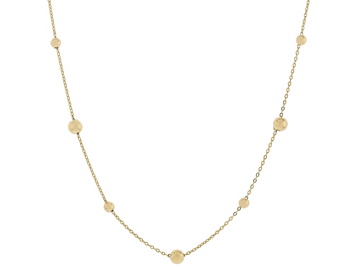 14k Yellow Gold 3-4mm Bead Station 18" Necklace