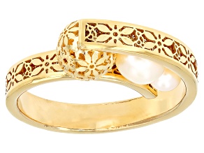 14k Yellow Gold and Cultured Freshwater Pearl Ricami Wave Ring
