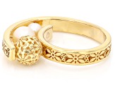 14k Yellow Gold and Cultured Freshwater Pearl Ricami Wave Ring
