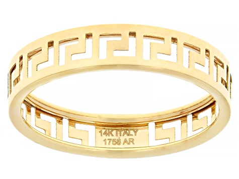 14k Yellow Gold 4.3mm Greek Key Cut-Out Ring