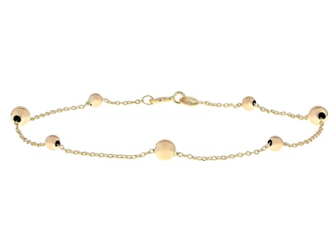 14k Yellow Gold 3-4mm Bead Station Bracelet
