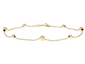 14k Yellow Gold 3-4mm Bead Station Bracelet