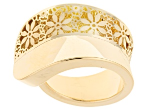 14k Yellow Gold Concave Ricami Ring
