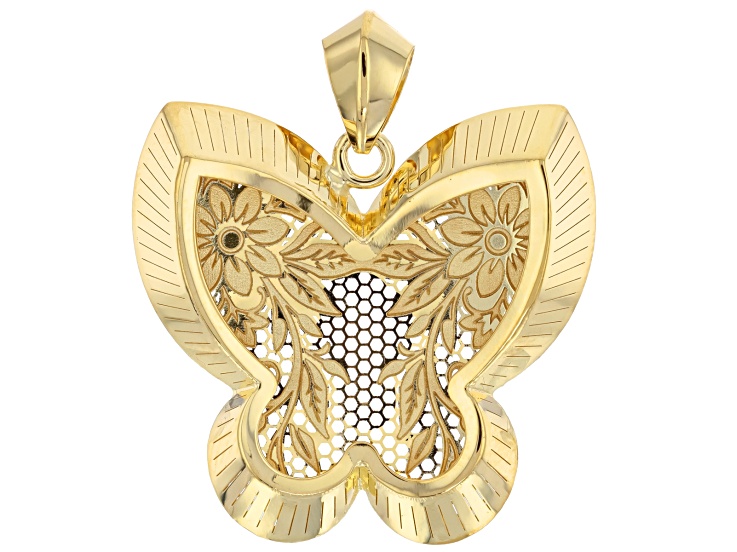 14k Yellow Gold Tropical Butterfly Pendant