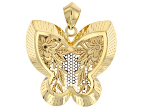 14k Yellow Gold Tropical Butterfly Pendant