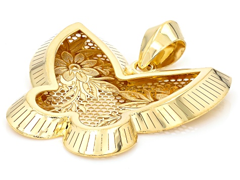 14k Yellow Gold Tropical Butterfly Pendant