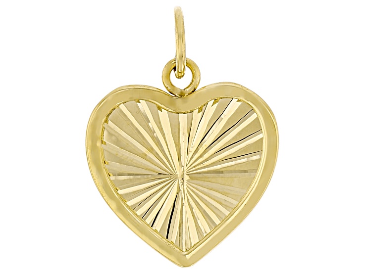 14k Yellow Gold Diamond Cut Heart Pendant