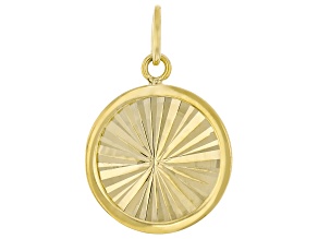 14k Yellow Gold Diamond Cut Circle Pendant