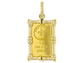24k Yellow Gold 1g Classic Ingot with 14k Yellow Gold Bamboo Frame