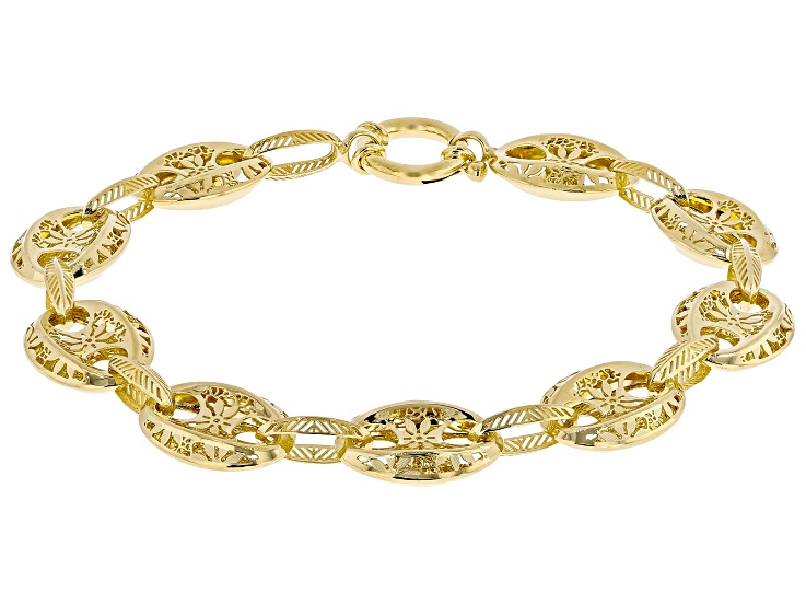 14k Yellow Gold 12mm Ricami Mariner Bracelet