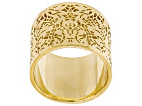 14k Yellow Gold Wide Ricami Band Ring