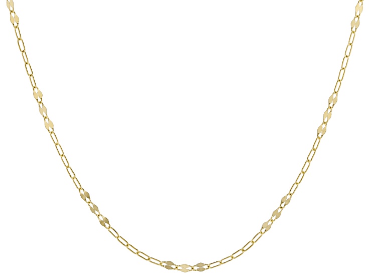 14k Yellow Gold 1.65mm Paperclip Petali Station 16" Necklace