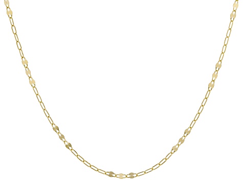 14k Yellow Gold 1.65mm Paperclip Petali Station 16" Necklace