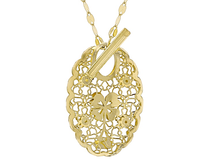 Stefano Oro® 14k Yellow Gold Ricami Clover Toggle 20" Necklace