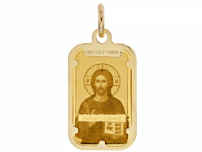 24k Yellow Gold 1g Byzantine Jesus Ingot with 14k Yellow Gold Frame Pendant