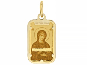 24k Yellow Gold 1g Byzantine Mary Ingot with 14k Yellow Gold Frame Pendant