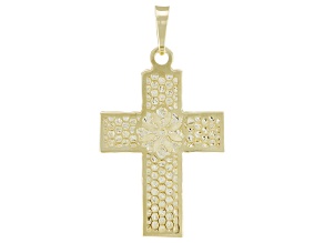 14k Yellow Gold Honeycomb Ricami "Latina Cross" Pendant