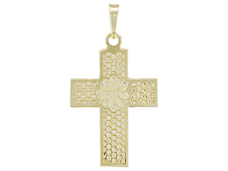 14k Yellow Gold Honeycomb Ricami "Latina Cross" Pendant
