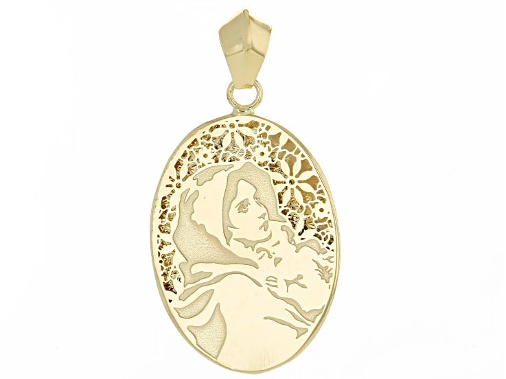 14k Yellow Gold Fiori Ricami "Madonna and Child" Pendant