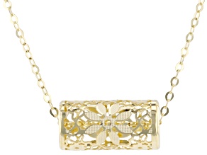 14k Yellow Gold Fiori Ricami Barrel 18" Necklace