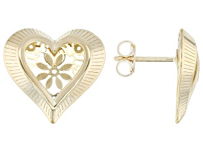 14k Yellow Gold Fiori Ricami "Mirage Heart" Earrings