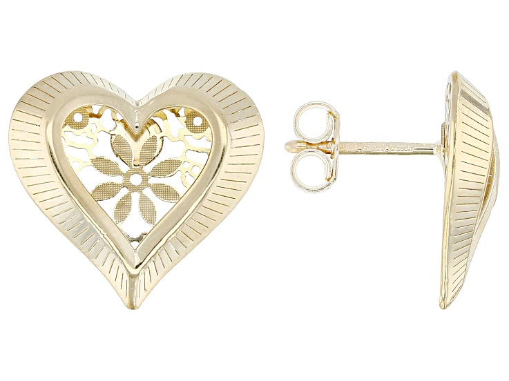 14k Yellow Gold Fiori Ricami "Mirage Heart" Earrings