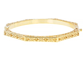 14k Yellow Gold Octagonal Fiori Ricami Bangle